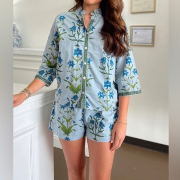 Heart of Grace Pants - Heart of Grace Designs Boutique Iris 2p Floral Shirt and Shorts Set XL NWT